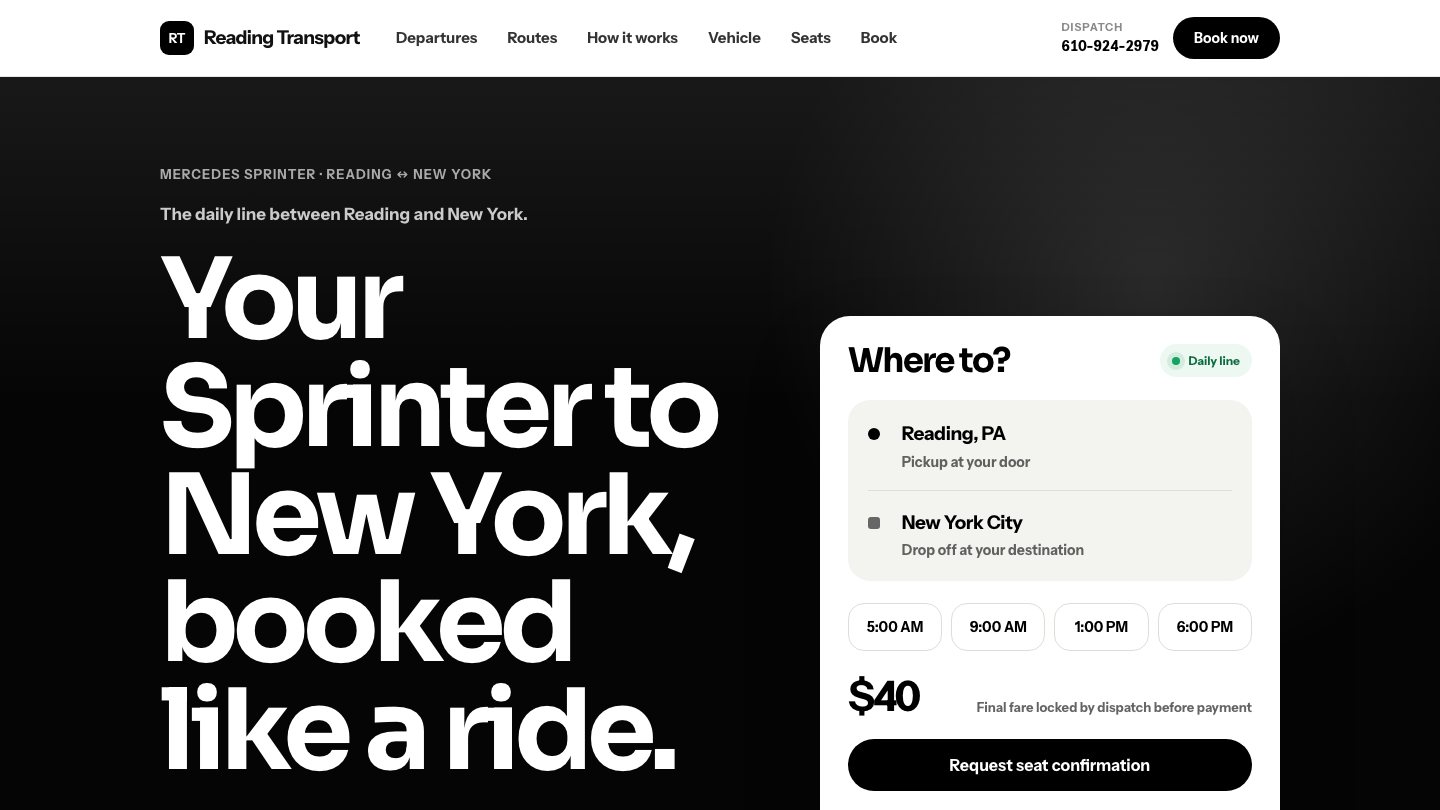 Reading Transport booking experience