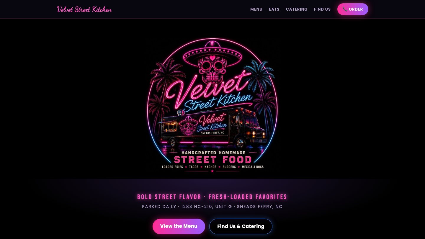 Velvet Street Kitchen food and catering website